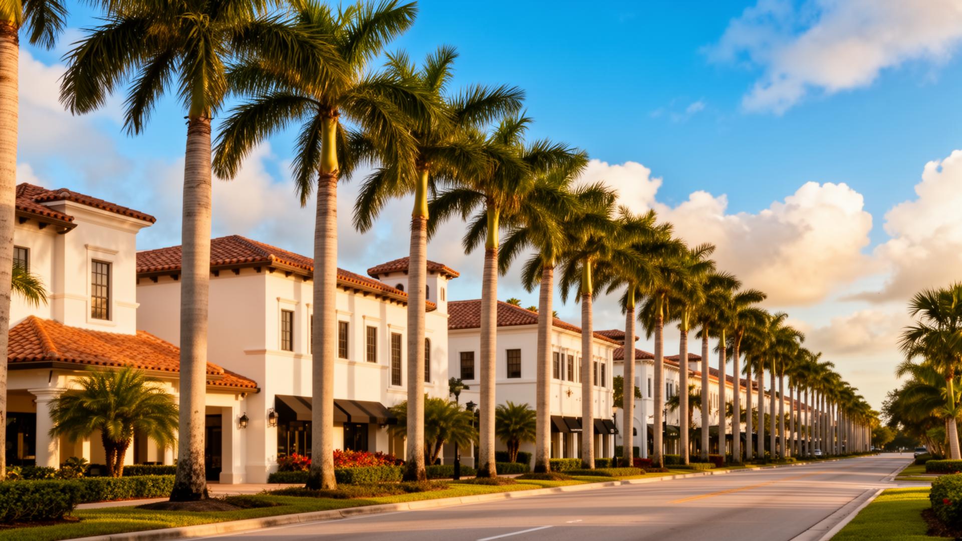 Palm-lined boulevard in Fort Myers, Florida